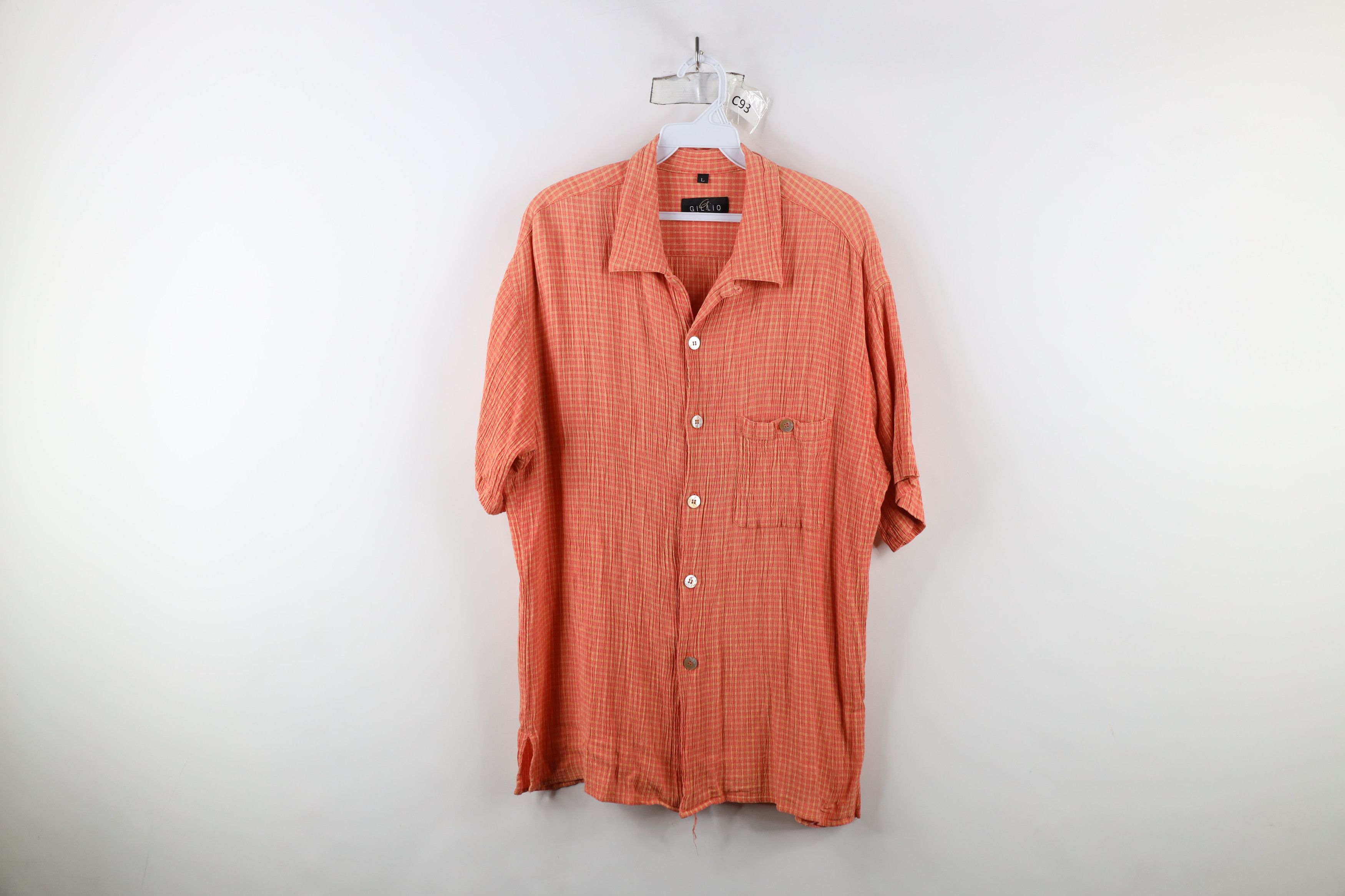 Vintage Vintage 90s Streetwear Rayon Knit Looped Collar Button Shirt Size US L / EU 52-54 / 3 - 1 Thumbnail