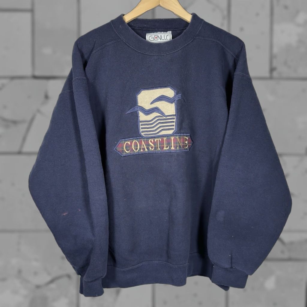 Vintage VINTAGE Genus Coastline Pullover Sweater Blue USA Mens Size L Cotton Blend Clothing Size US L / EU 52-54 / 3 - 1 Thumbnail