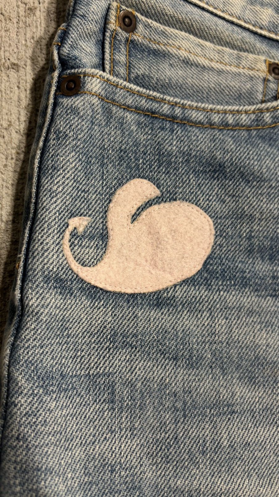 Undercover Undercover AW2005 Arts & Craft Boro Heart Denim Skirt Size 31" - 2 Thumbnail