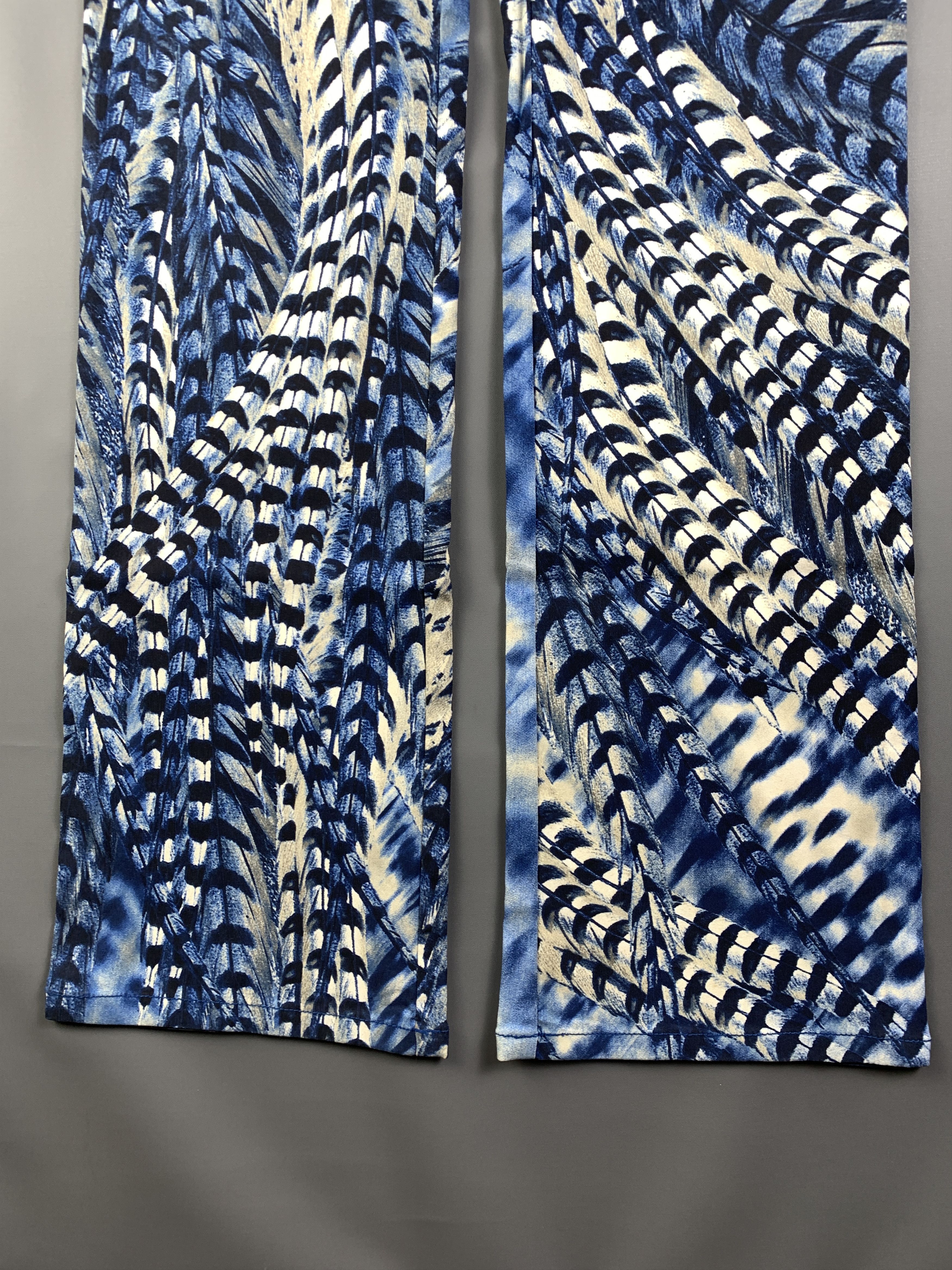 Japanese Brand bongo US Blue Peacock Printed Flare Pants (28 to 30) Size 28" / US 6 / IT 42 - 4 Thumbnail