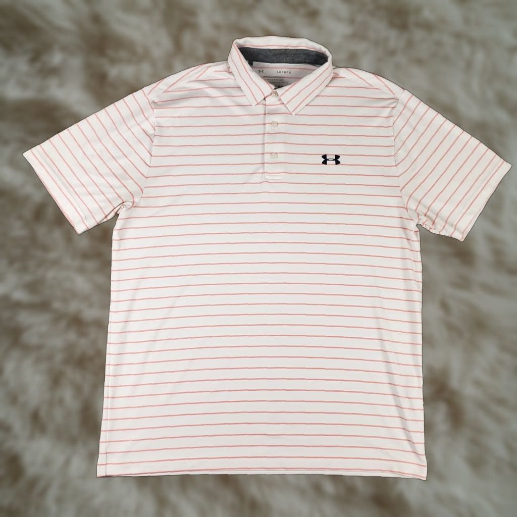 Under Armour Under Armour Polo Shirt Mens Size L Pink Striped Golf Casual Short Sleeve Shirt Polo Mens Large Pink Striped Golf Casual Short Sleeve Under Armour Size US L / EU 52-54 / 3 - 1 Thumbnail