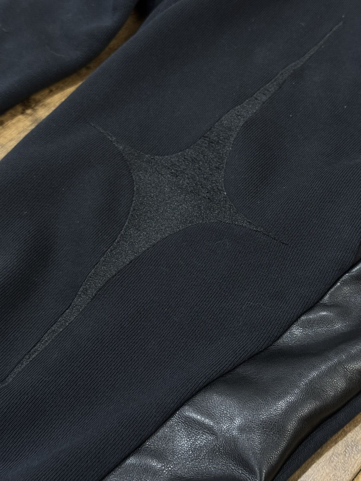 Vie + Riche Paris Vie+Riche Onyx Mixed-Media Flared Track Pants Black Leather Size US 32 / EU 48 - 10 Thumbnail