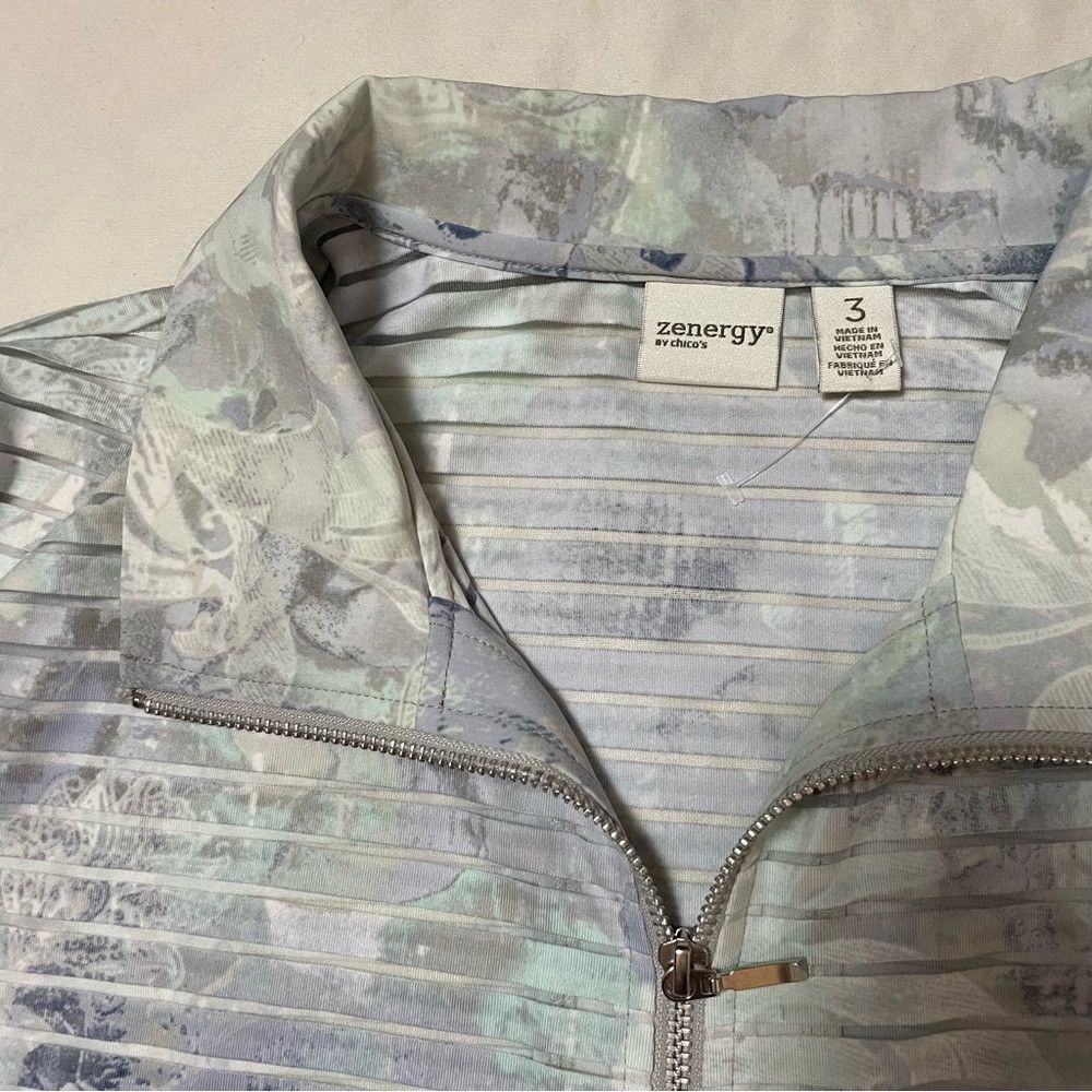 Chicos New Chico's Zenergy Ana Printed Stripe Jacket Light Blue Ja Size XL / US 12-14 / IT 48-50 - 7 Thumbnail