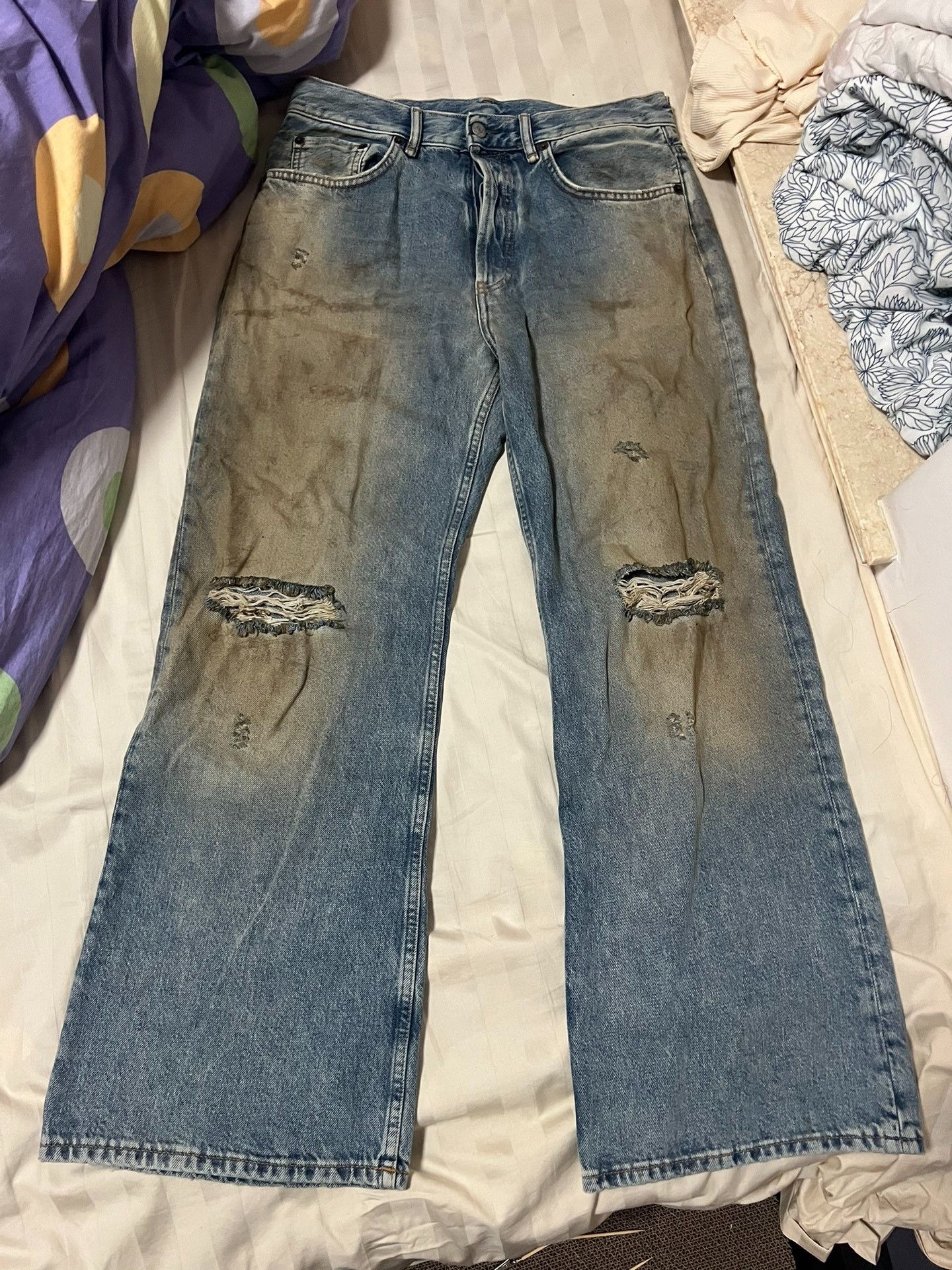 Acne studios Make old mud dyed straight pants with holes Ne