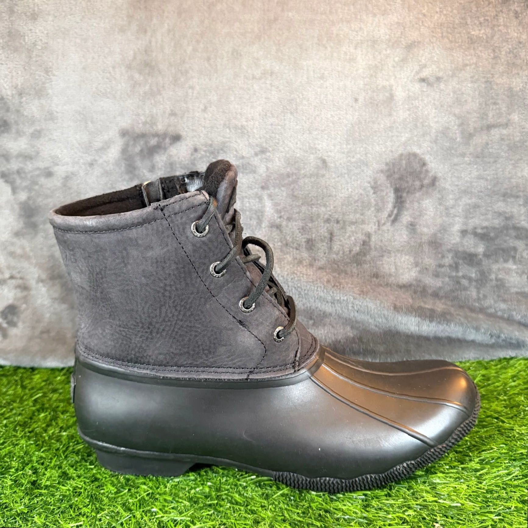Sperry Sperry Saltwater Black Grey Leather Rubber Duck Boots STS88108 Womens Size 10 Size US 11 / IT 41 - 2 Thumbnail