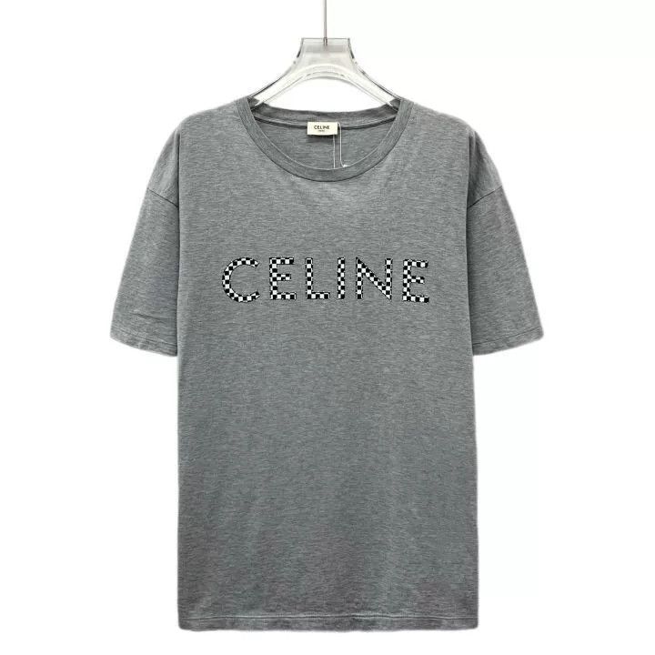 Celine Celine Gray Logo Beaded Cotton Crewneck T-shirt Size S / US 4 / IT 40 - 1 Thumbnail