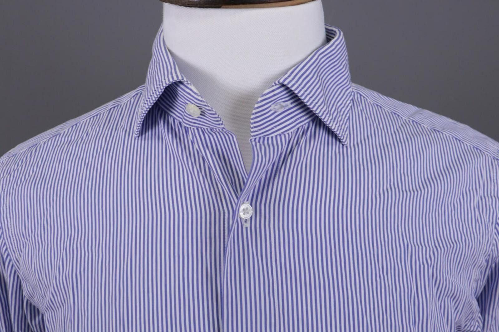 Boglioli Boglioli Milano Blue Striped Button Shirt Size 41 16 Size US M / EU 48-50 / 2 - 3 Thumbnail