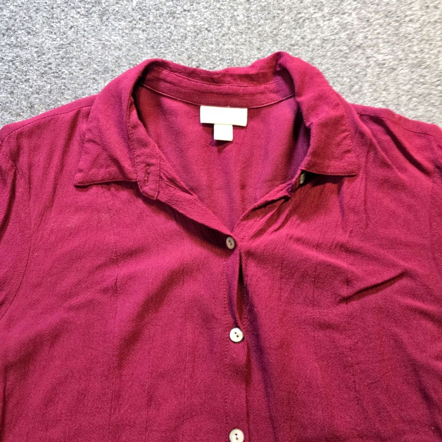 J. Jill J. Jill Blouse Shirt Women Medium Red Button Up Tunic Long Sleeve Lightweight Casual Size M / US 6-8 / IT 42-44 - 2 Thumbnail