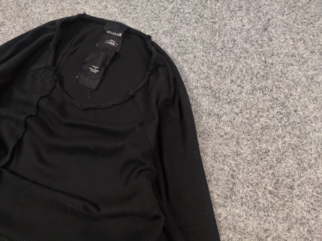 Japanese Brand Studio B3 Design Avant Garde Black Asymmetric Light Sweater Size L / US 10 / IT 46 - 4 Thumbnail