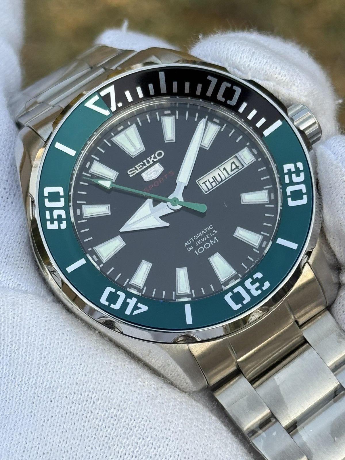 Seiko Seiko 5 Sports MOD – Green Diver Bezel– Automatic men watch Size 38 - 2 Thumbnail