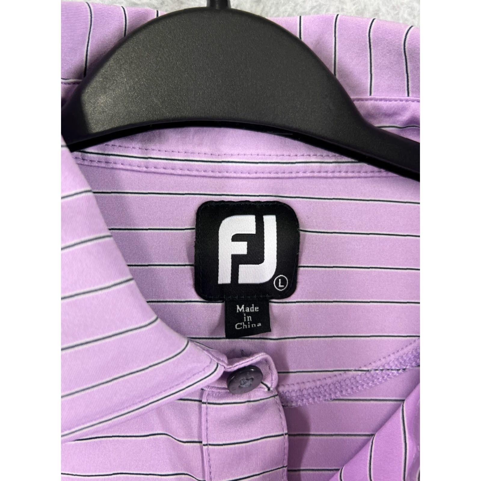 Footjoy FootJoy Polo Shirt Mens Large Purple Black Stripe Golf Lightweight Poly Shirt Size US L / EU 52-54 / 3 - 4 Thumbnail