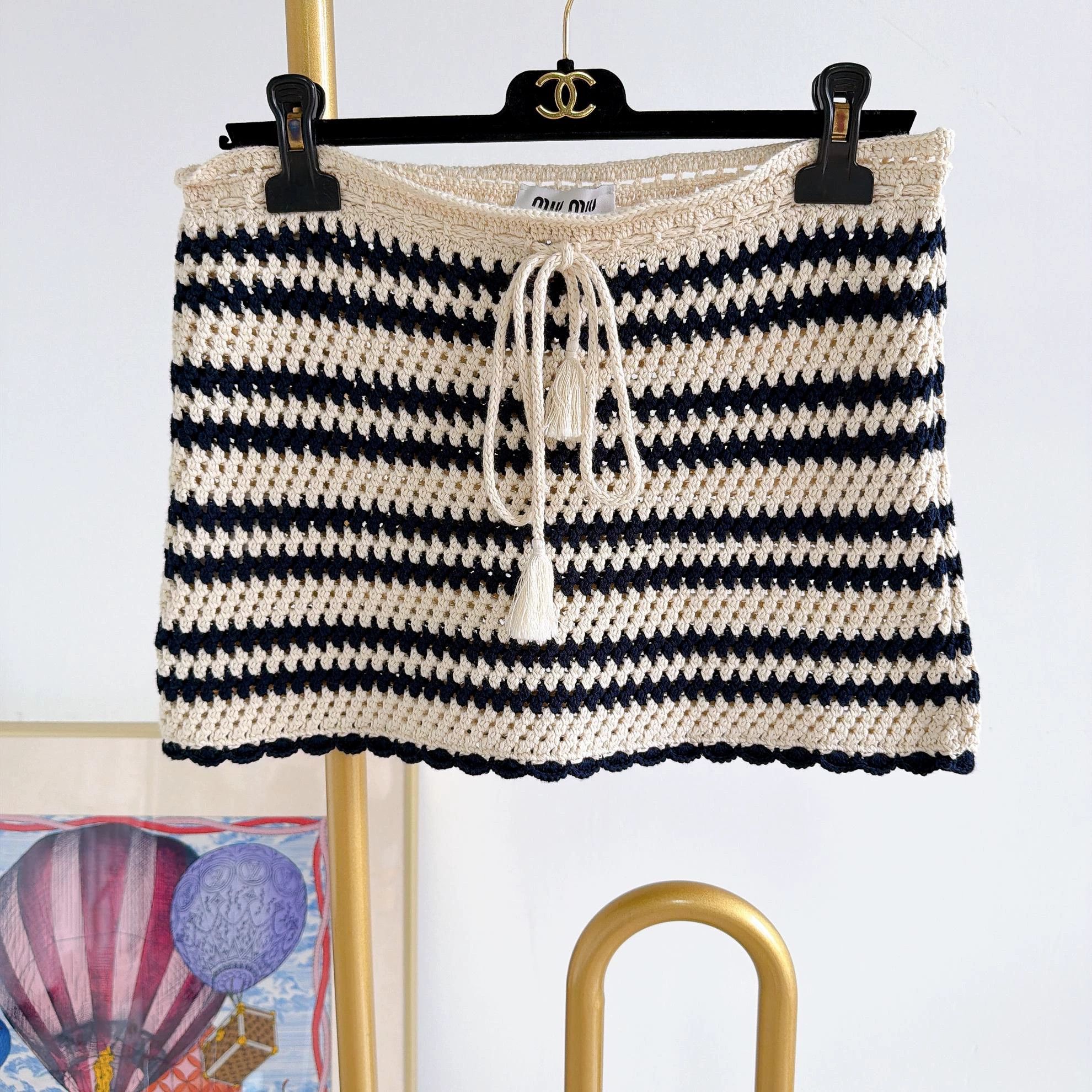 Miu Miu MIU MIU Women's Colorblocked Stripe Knit Short Skirt Size 26" / US 2 / IT 38 - 1 Thumbnail
