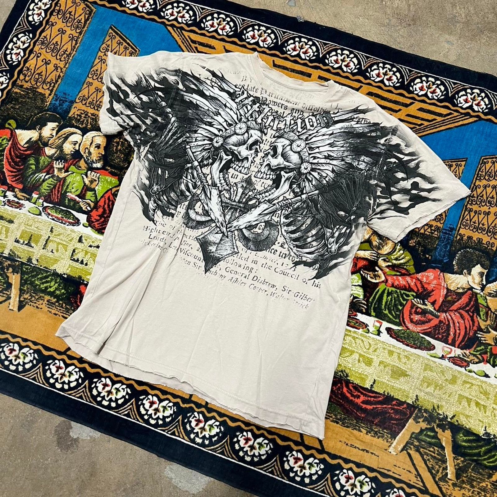Affliction Cream and black affliction tshirt size L skulls grunge punk Size US L / EU 52-54 / 3 - 3 Thumbnail