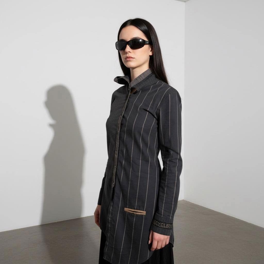Cop Copine The Cop Copine Asymmetrical Striped Shirt Size ONE SIZE - 1 Thumbnail