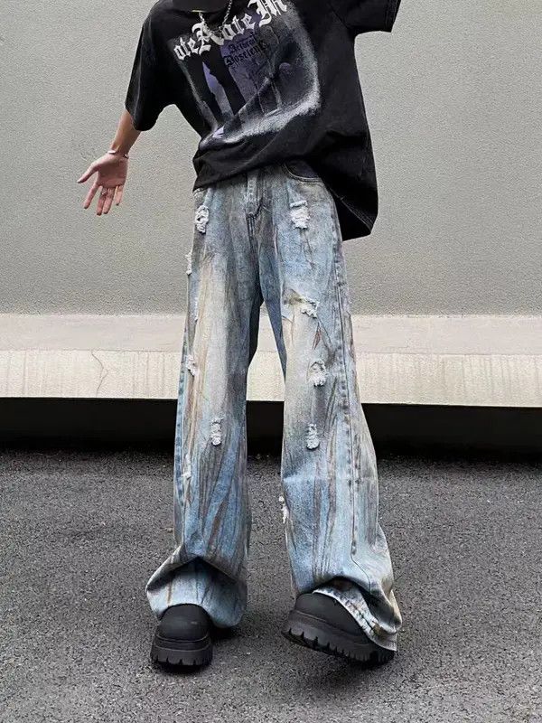 VIBE High Street Dirty Dye Washed Ripped Baggy Jeans Size US 30 / EU 46 - 7 Thumbnail