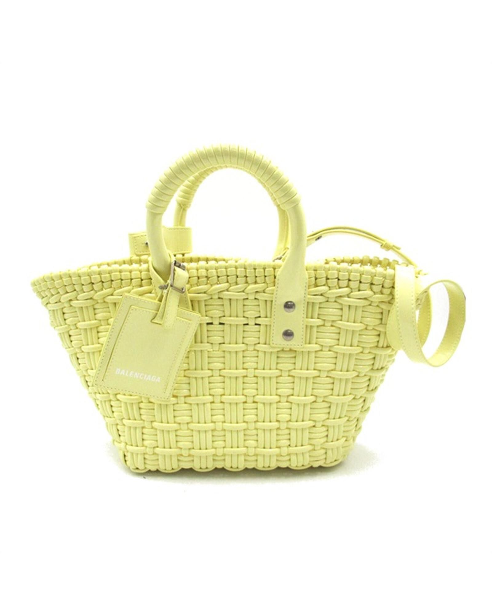 image of Balenciaga Yellow Bistro Xs Basket Bag In Excellent Condition, Women's