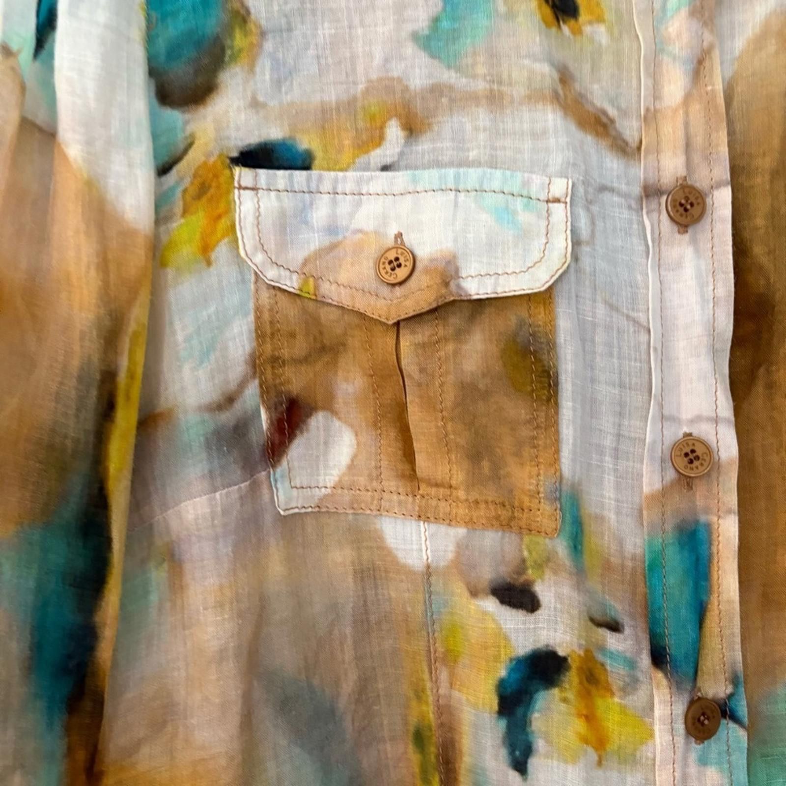 Designer Luisa Cerano Woman’s sz 8 Abstract Rami Blouse Size M / US 6-8 / IT 42-44 - 2 Thumbnail
