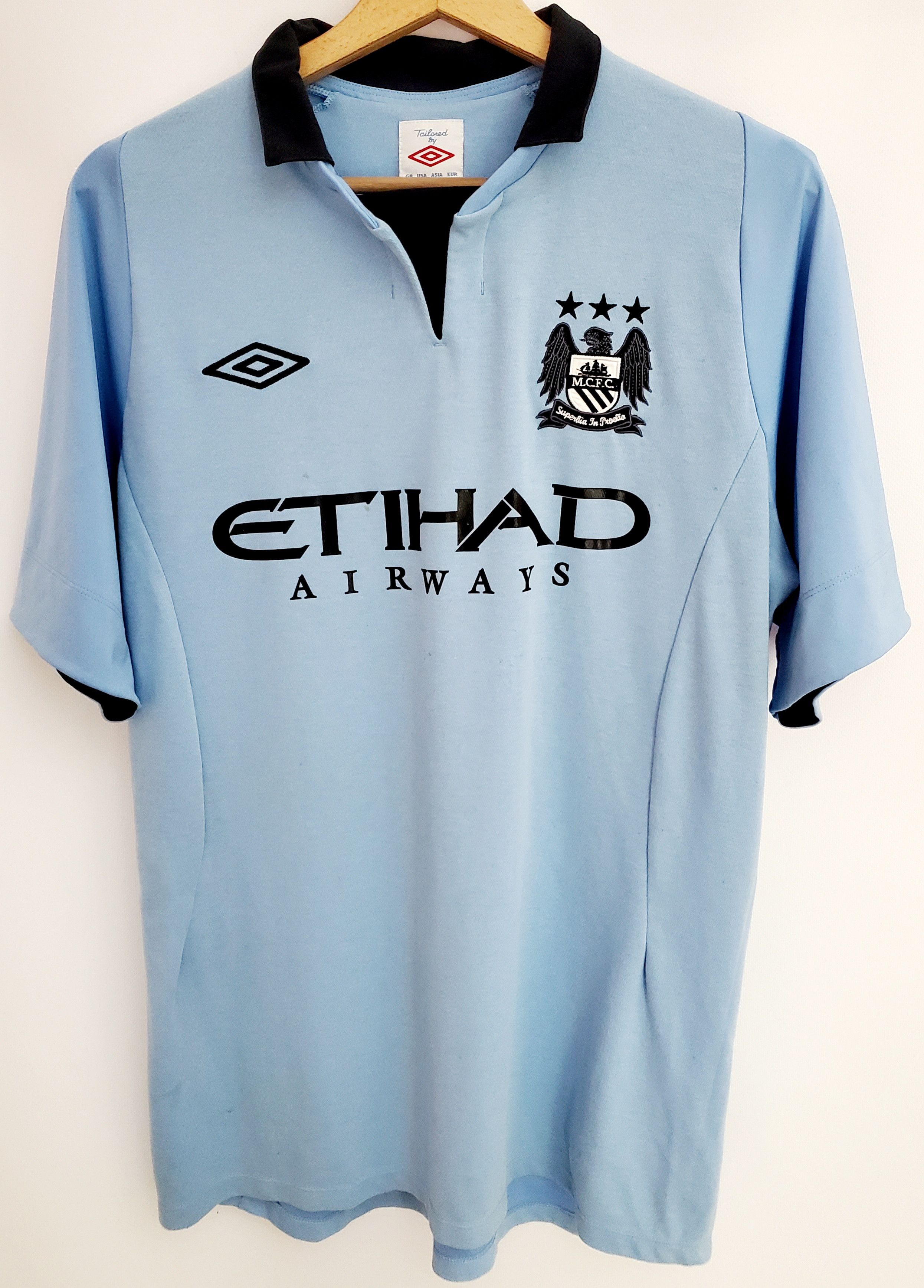 Umbro × Vintage MANCHESTER CITY 2012-2013 HOME FOOTBALL SHIRT JERSEY M Size US M / EU 48-50 / 2 - 1 Thumbnail