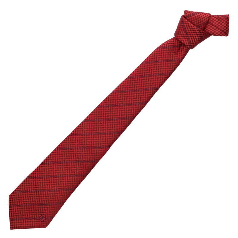 Louis Vuitton Louis Vuitton Micro Damier Regimental Tie Red Size ONE SIZE - 1 Thumbnail