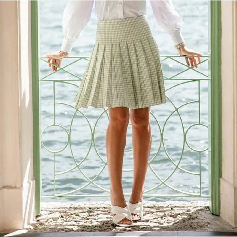Other Aleeza Paris Pleated Houndstooth Skirt Size L NWT Size 34" / US 12 / IT 48 - 2 Thumbnail