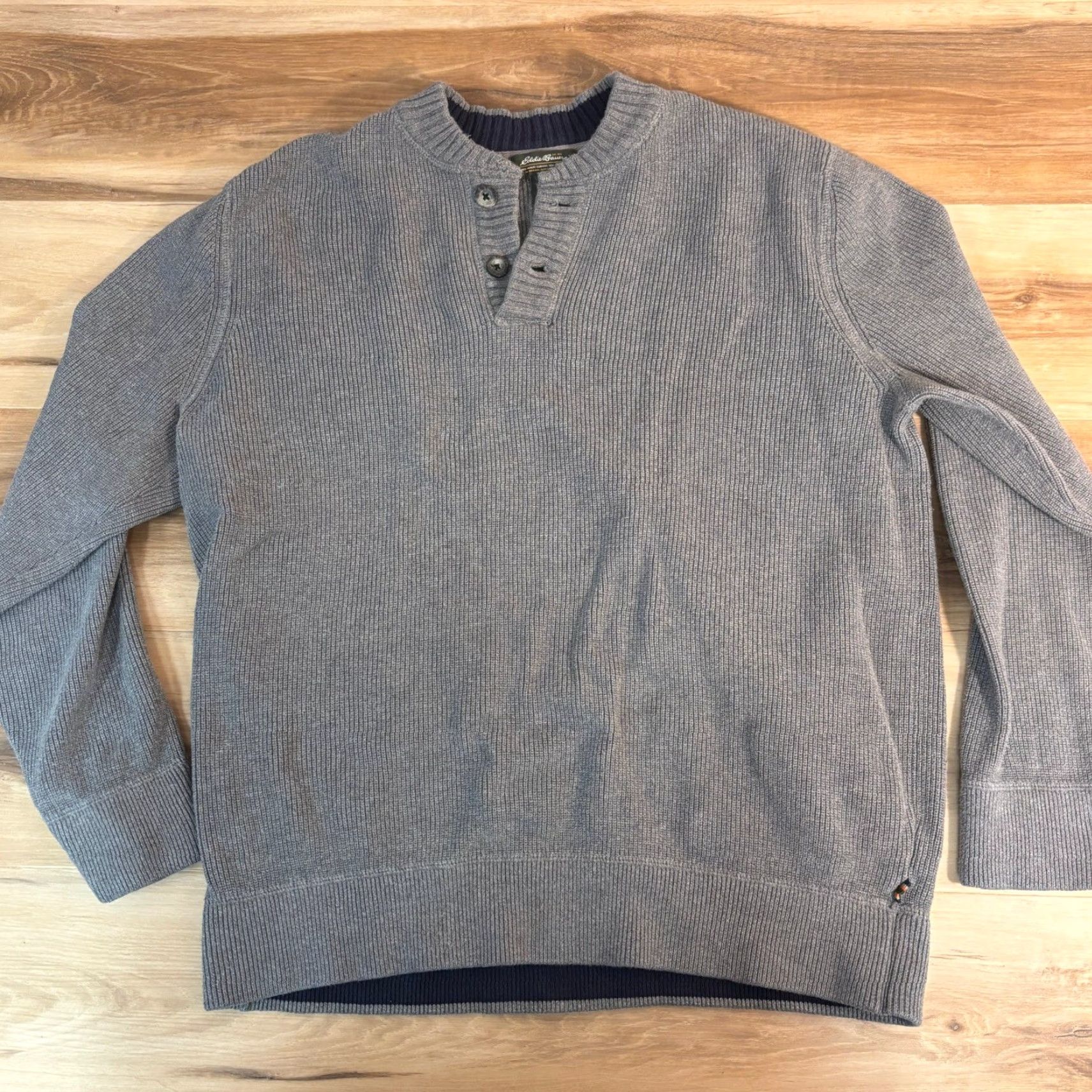 Eddie Bauer VINTAGE Eddie Bauer Sweater Mens XL Gray Ribbed Cotton Henley Y2K Size US XL / EU 56 / 4 - 2 Thumbnail