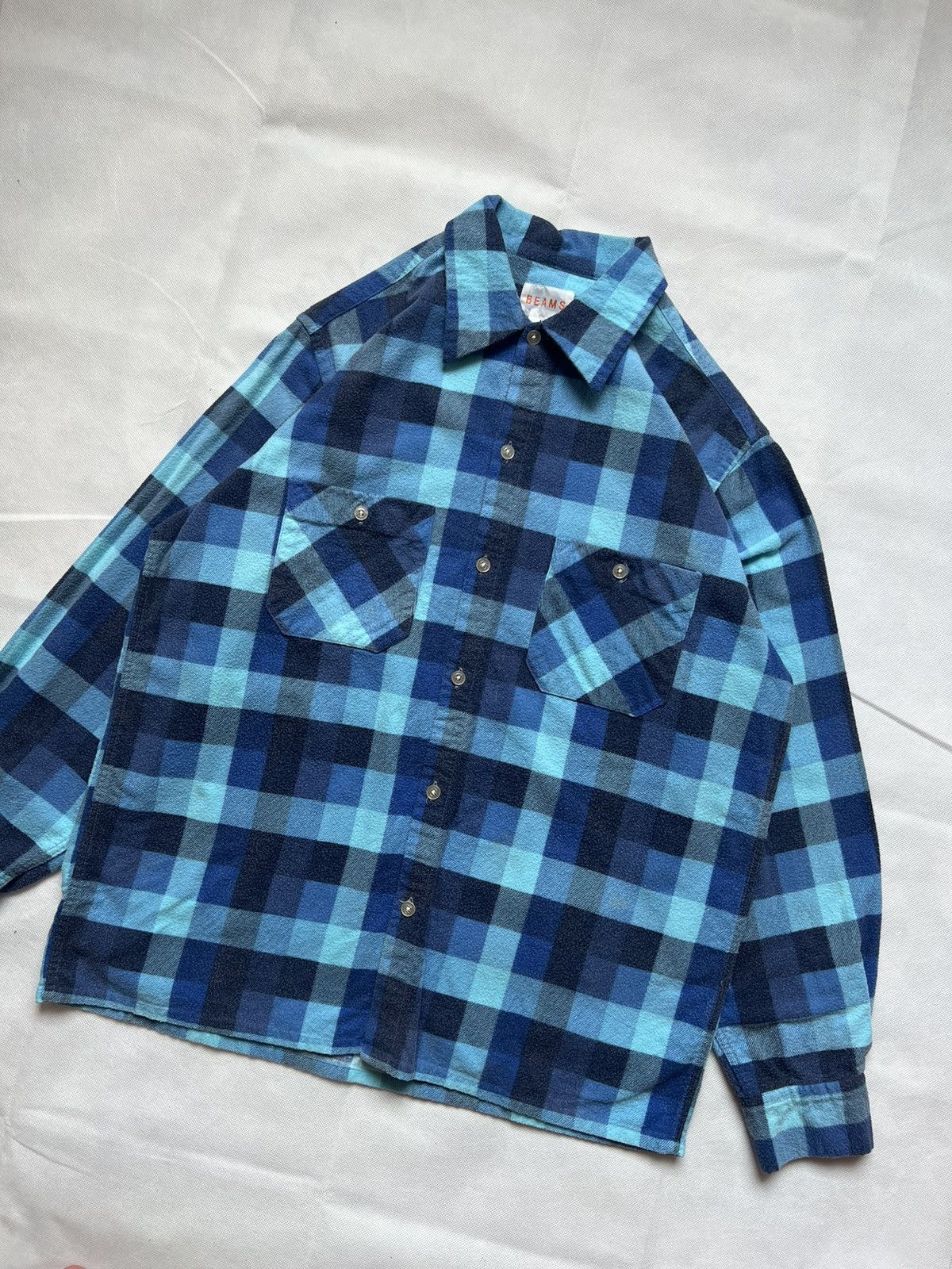 Beams Plus Beams Japanese Brand Blue Plaid Flannel Checkered Size US M / EU 48-50 / 2 - 3 Thumbnail