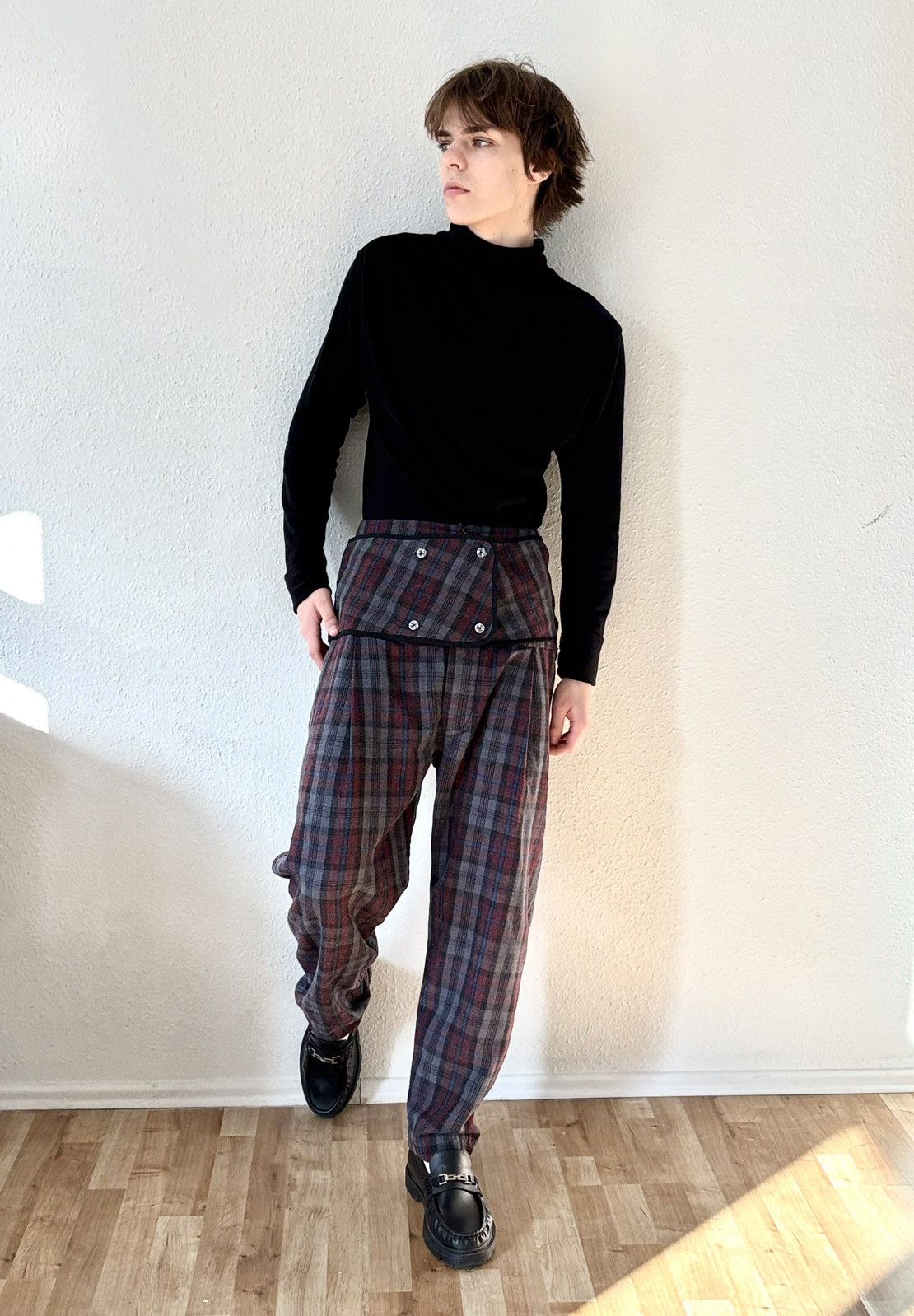 Henrik Vibskov 00s Vintage Henrik Vibskov Retro Plaid Trousers Pants Y2K Size US 35 - 1 Thumbnail