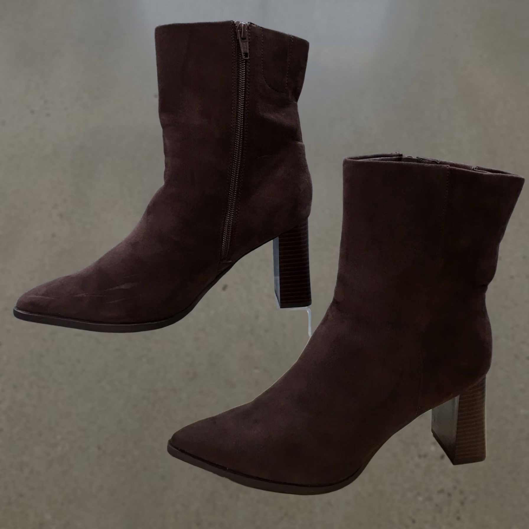 Vintage A New Day Ankle Boots Womens 10 Brown Pointed Toe Slip-On Casual Comfort Suede Size US 10 / IT 40 - 1 Thumbnail