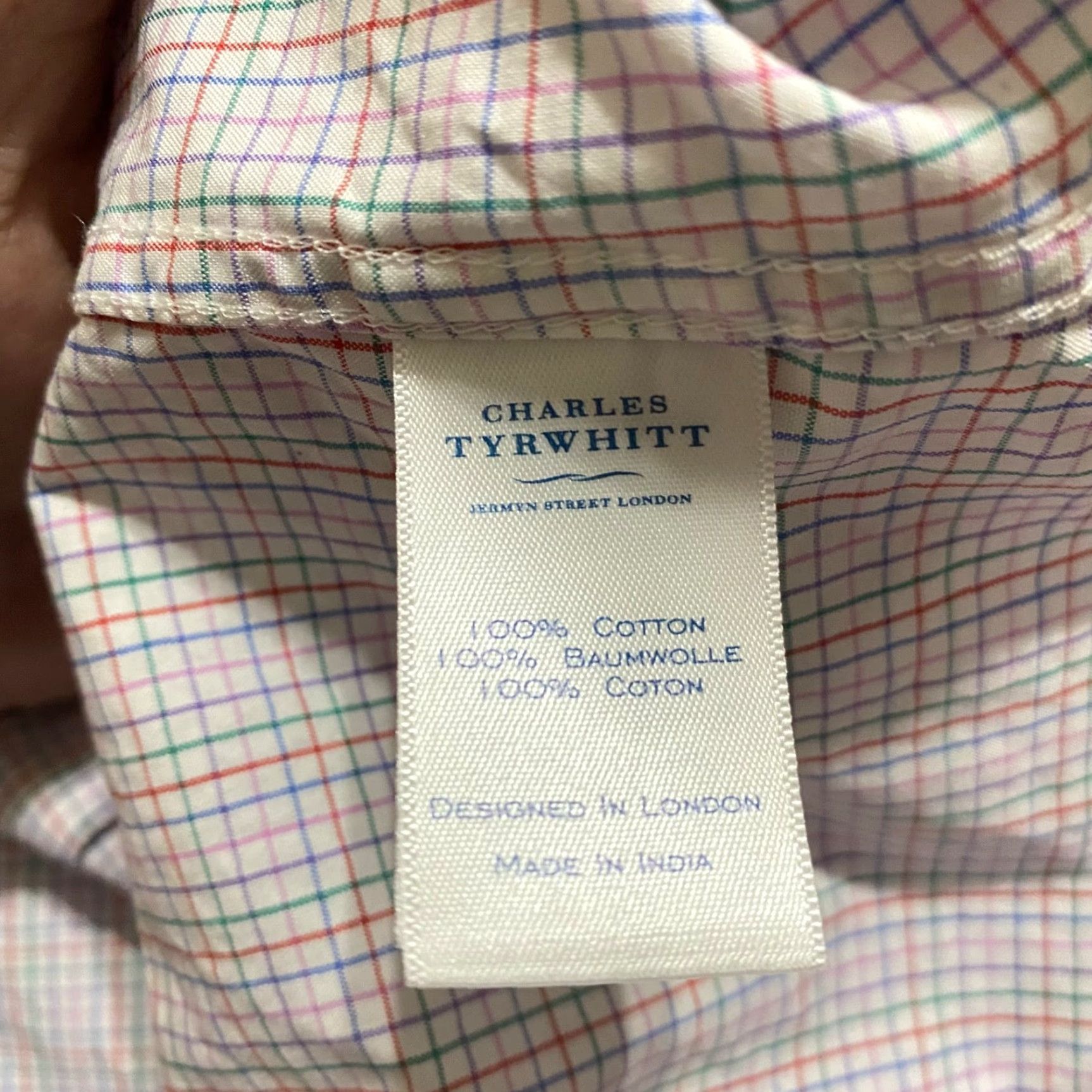 Charles Tyrwhitt Charles Tyrwhitt Mens 17 Shirt Multicolor Plaid Long Sleeve Button Front Slim Shirt Size US XL / EU 56 / 4 - 7 Thumbnail