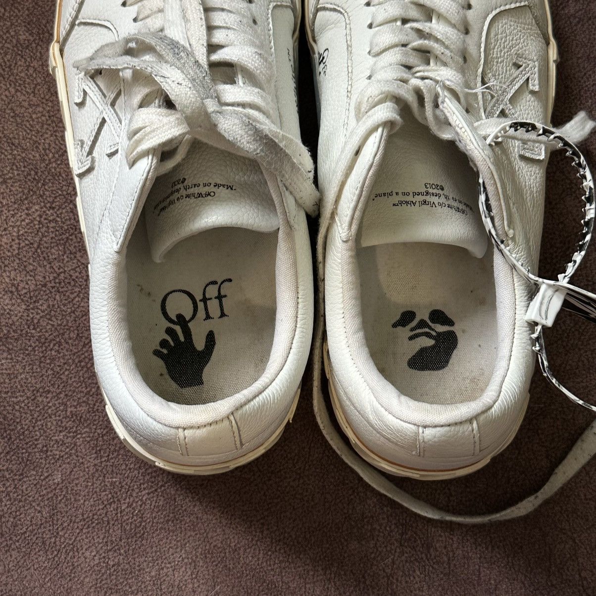 Off-White Off-White Leather Vulcanised Beige Lace Up Sneakers Size 43 Size US 10 / EU 43 - 11 Thumbnail