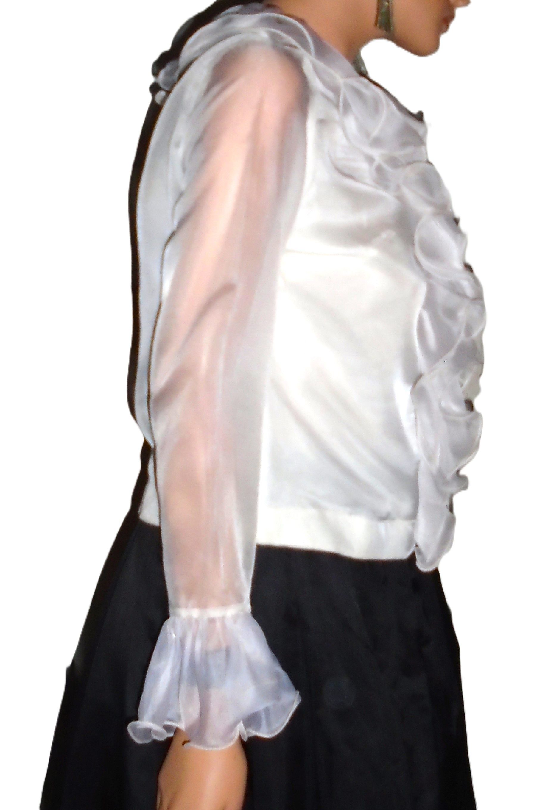 Vintage Vintage Camilla 60s White Ruffled Chiffon Blouse M Size M / US 6-8 / IT 42-44 - 6 Thumbnail