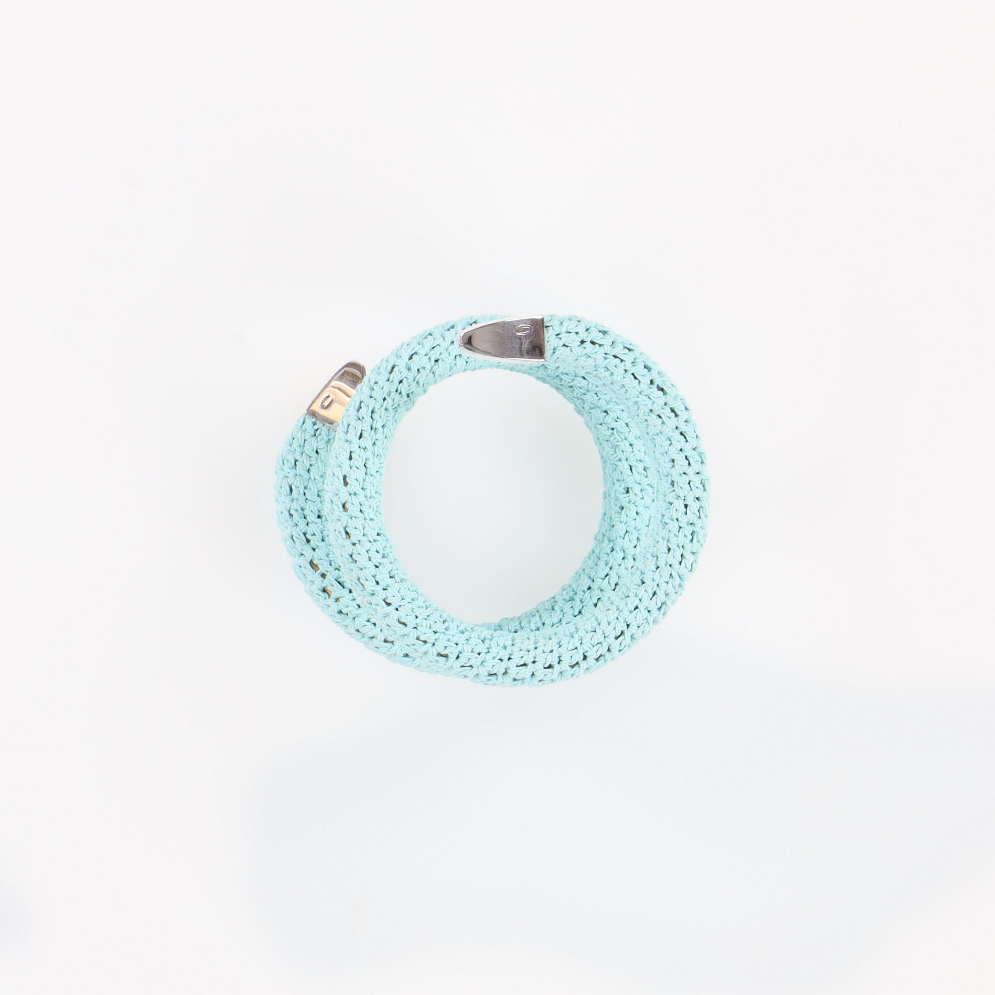 Bottega Veneta Blue Crochet Spiral Cuff Bracelet Size ONE SIZE - 4 Thumbnail
