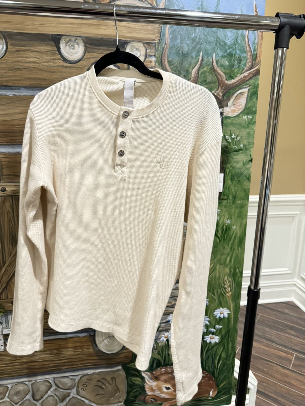 image of Chrome Hearts Thermal Longsleeve in Cream/White, Men's (Size Large)
