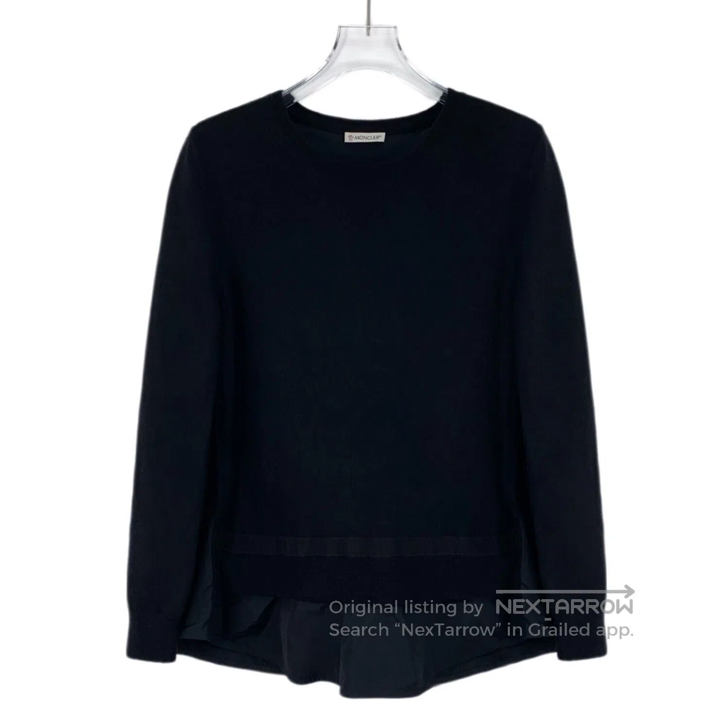 Moncler Moncler Black logo applique wool long-sleeve sweatshirt| Size US M / EU 48-50 / 2 - 1 Thumbnail