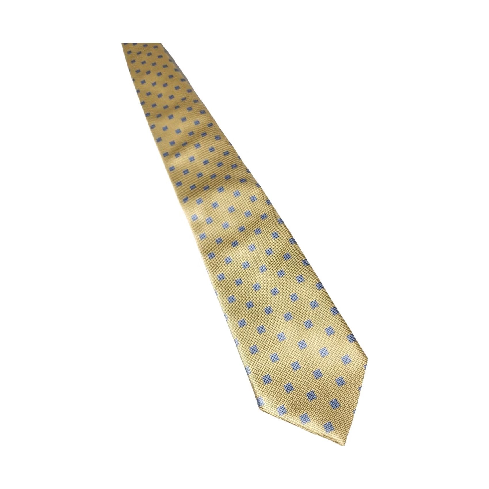 Vintage David Taylor Collection Silk Blend Tie Gold Blue Micro Dot Pattern Size ONE SIZE - 2 Thumbnail