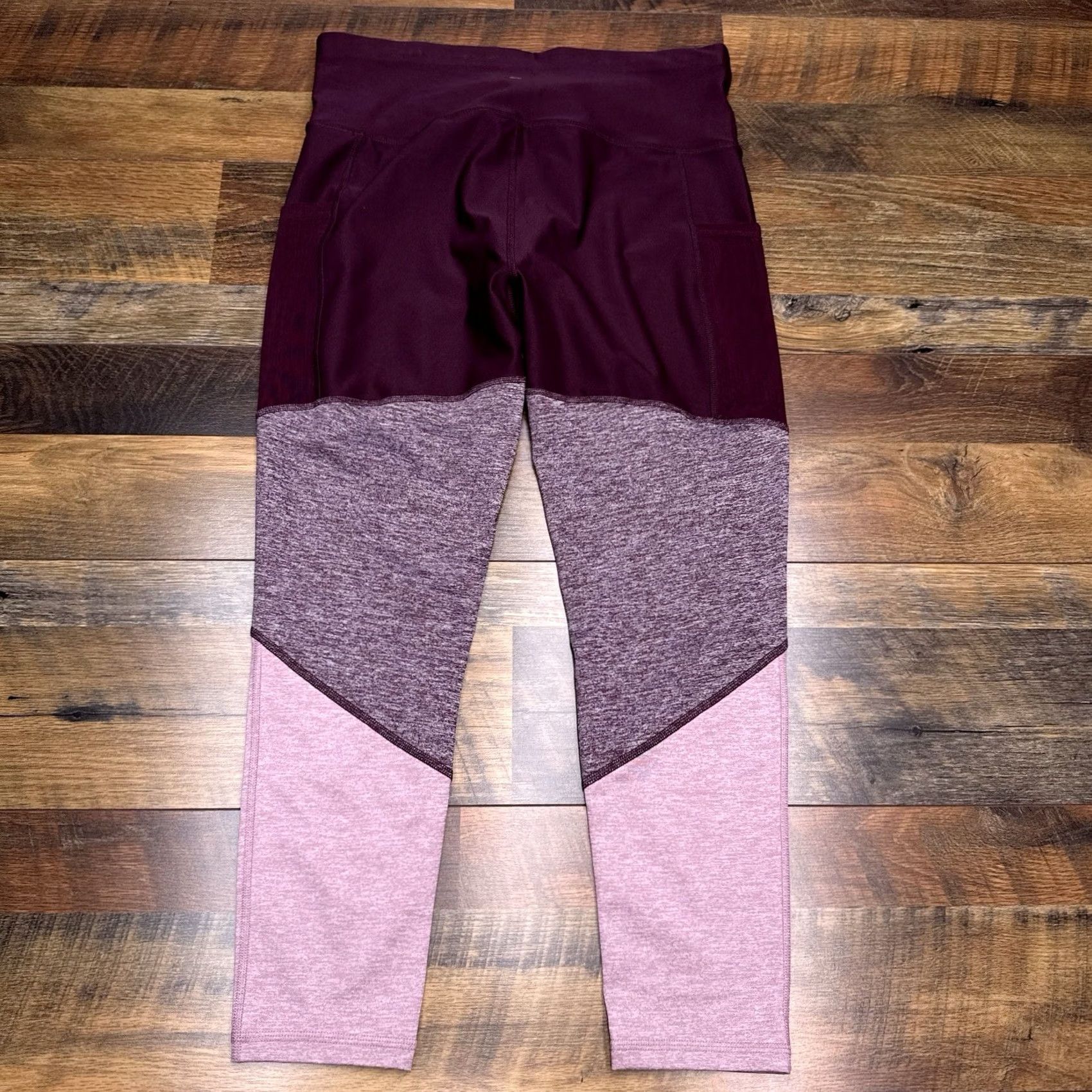 Vintage Xersion Leggings Womens L Burgundy Stretch New Tapered Leg Athletic Activewear Moisture Wicking Polyester Spandex Size 36" / US 14 / IT 50 - 2 Thumbnail