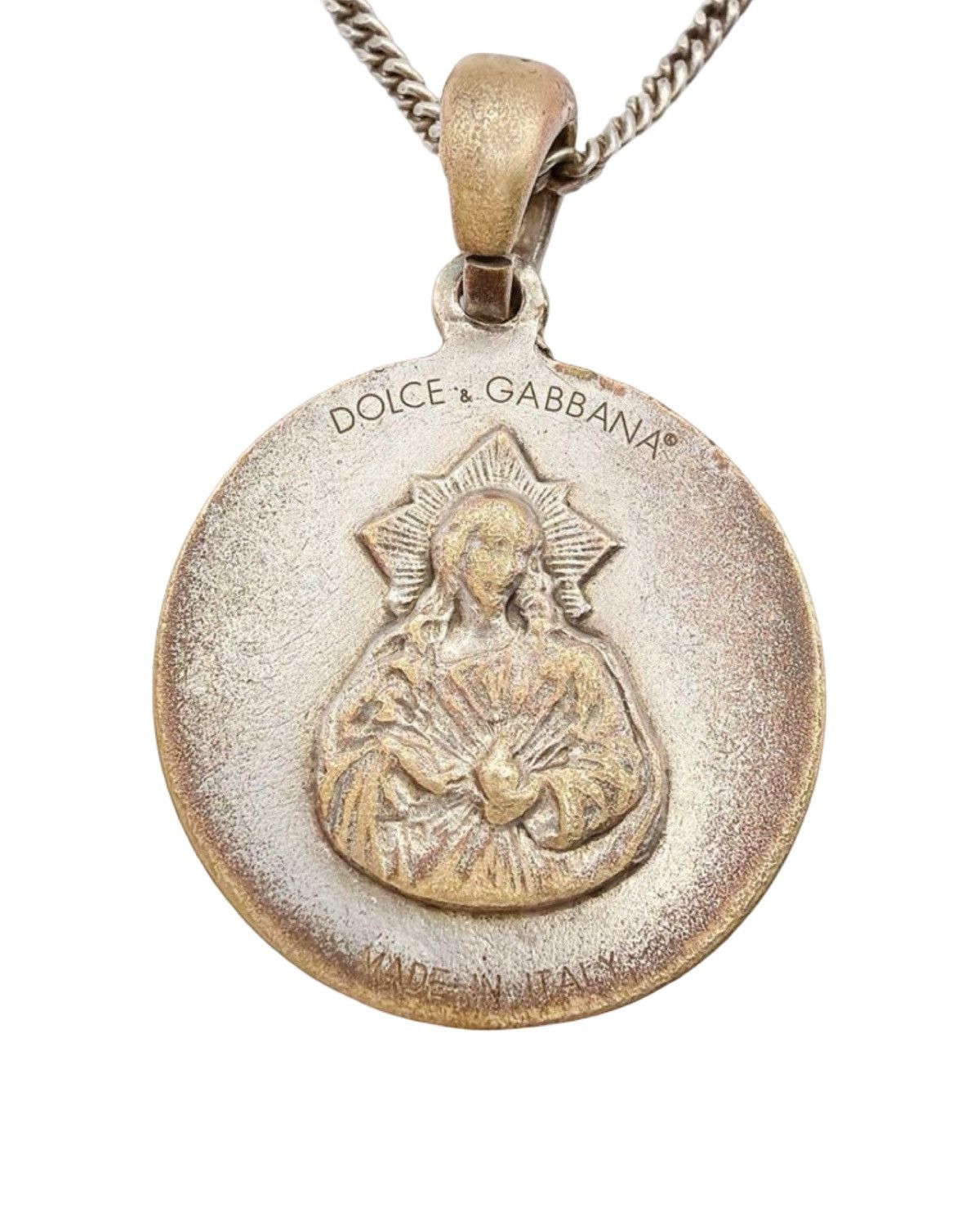 Dolce & Gabbana Christ Coin Two Tone Silver Necklace Size ONE SIZE - 1 Thumbnail