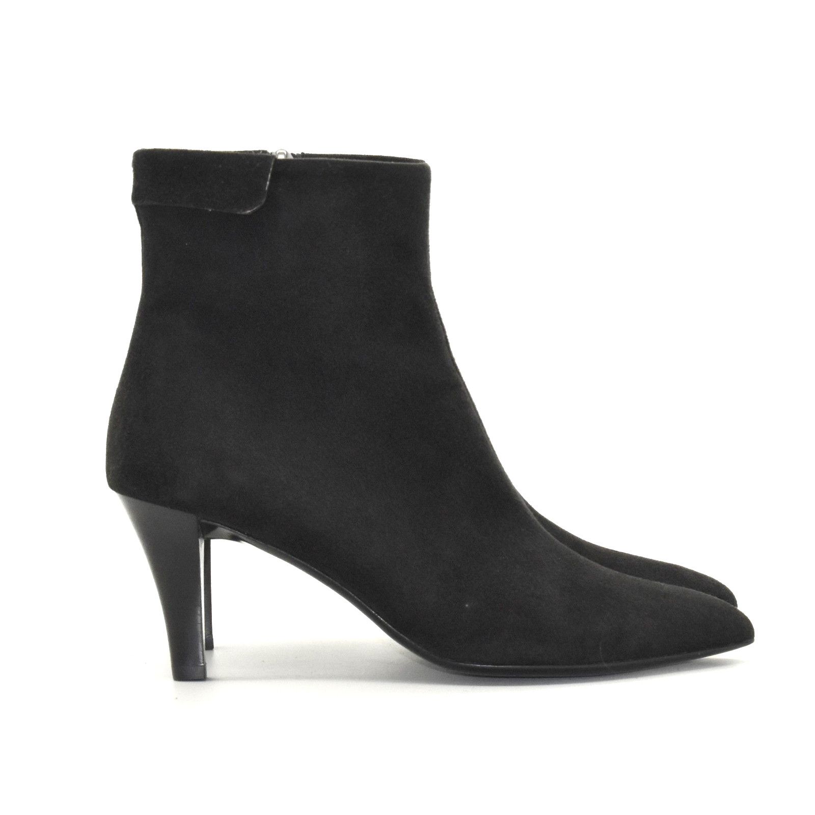 Stuart Weitzman SALVATORE FERRAGAMO Black Suede Pointed Toe Ankle Boots Sz 7 Size US 7 / IT 37 - 3 Thumbnail