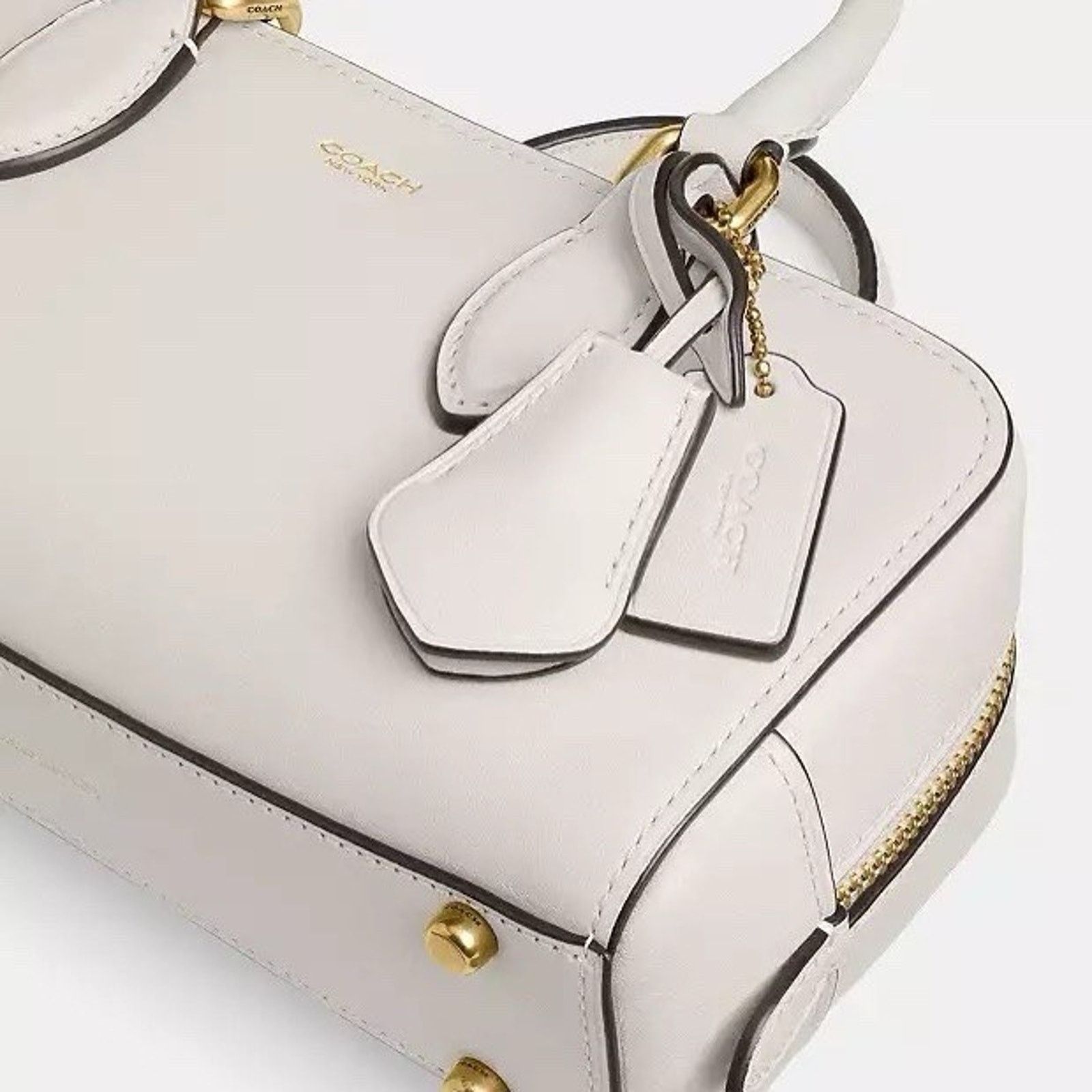 Coach NWT Coach Bowery Satchel 22 Brass/Chalk White Leather CY917 Size ONE SIZE - 13 Thumbnail