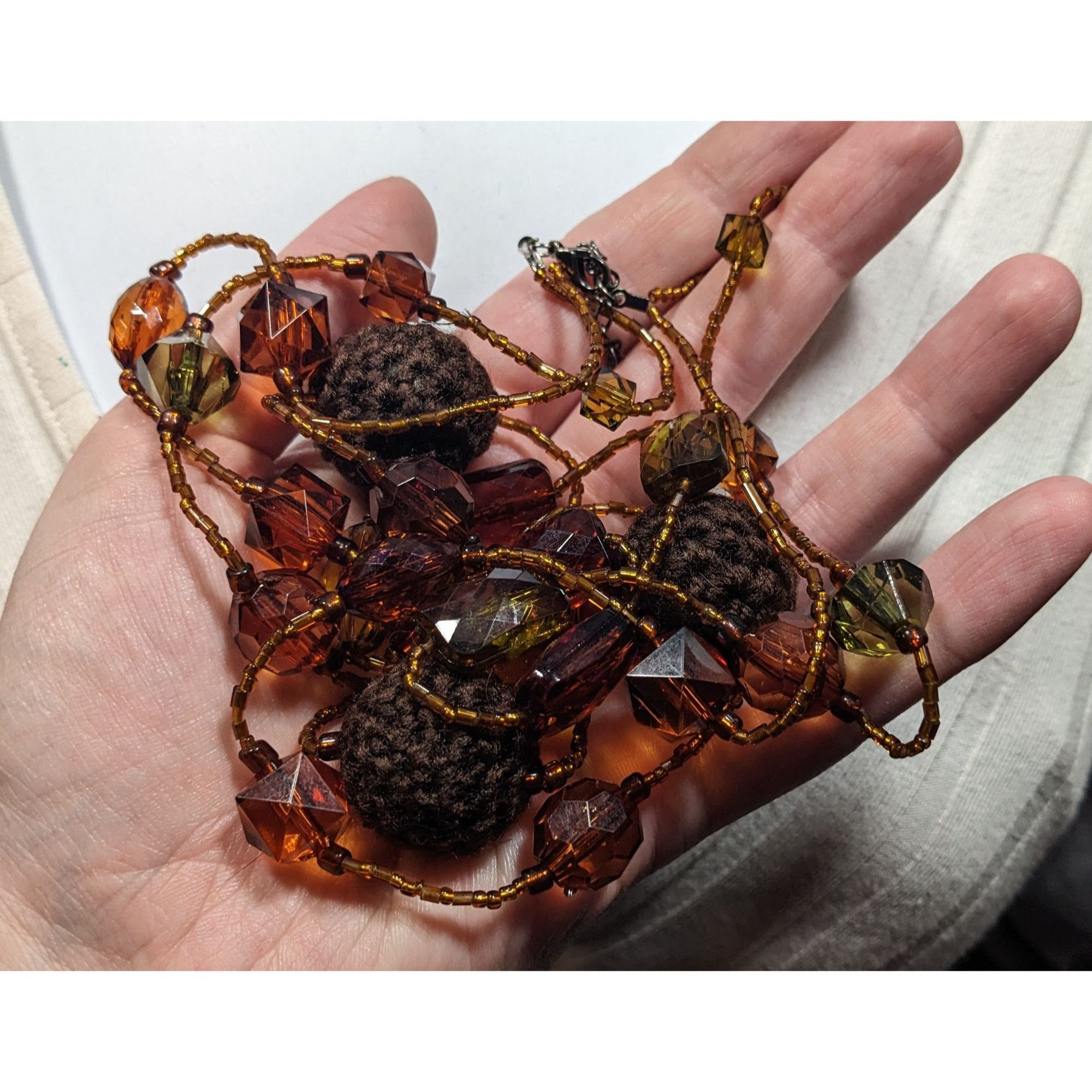 Other Vintage 70s Hippie Earth Tone Acrylic And Crochet Beaded Nec Size ONE SIZE - 3 Thumbnail