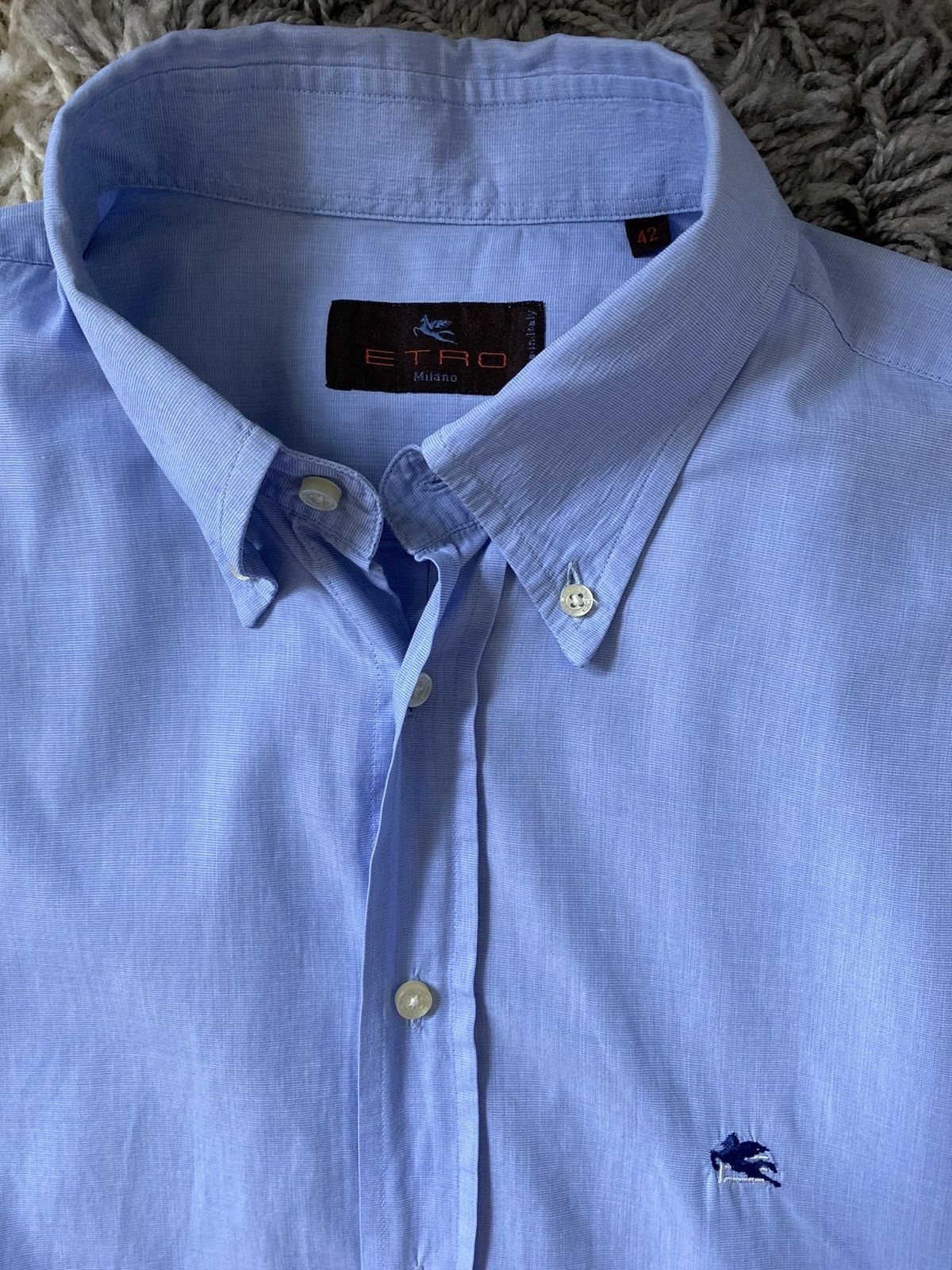 Etro Etro luxury shirt collared button down embroidered logo Size US M / EU 48-50 / 2 - 5 Thumbnail