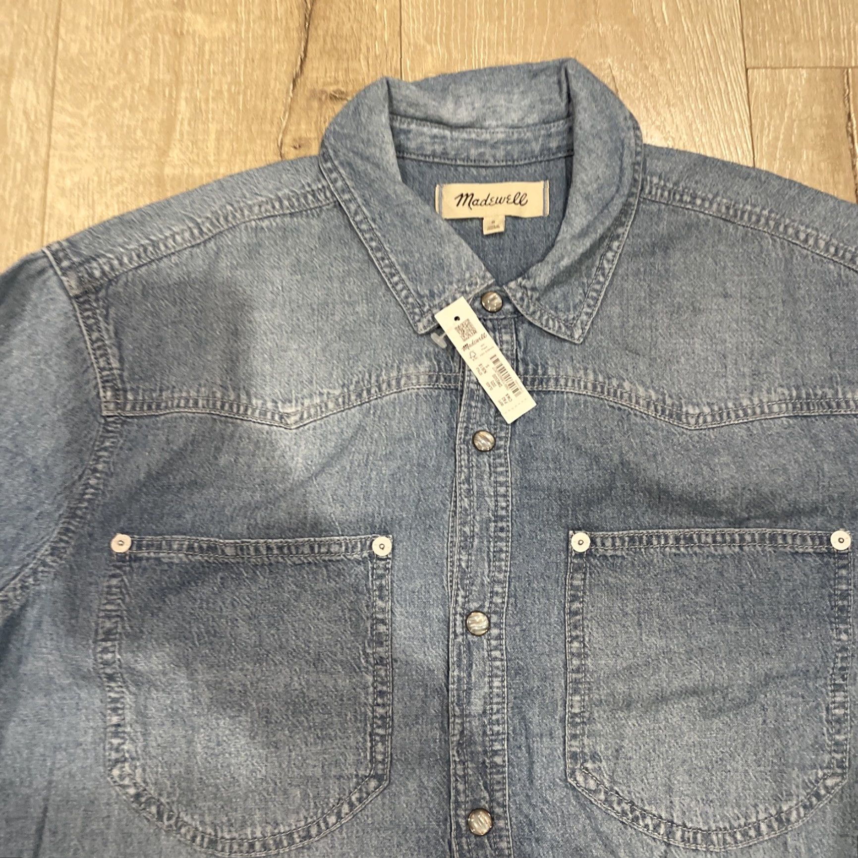 Madewell VINTAGE Madewell Western Denim Shirt Women's Size S Blue Snap Button-Up NWT Connet Wash Size S / US 4 / IT 40 - 5 Thumbnail