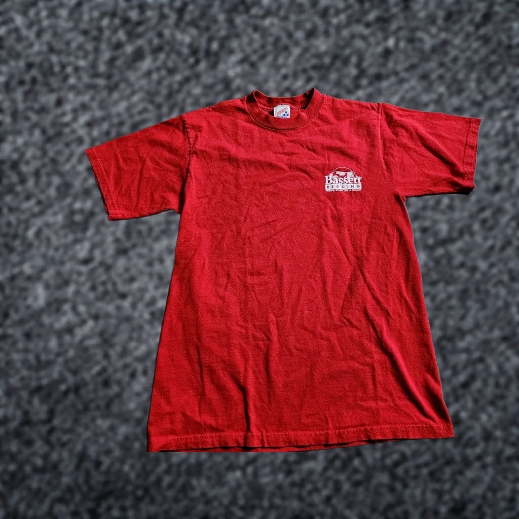 Jerzees VINTAGE Bassett Logo T Shirt Mens M 1990s Red Cotton Short Sleeve Jerzees Size US M / EU 48-50 / 2 - 1 Thumbnail