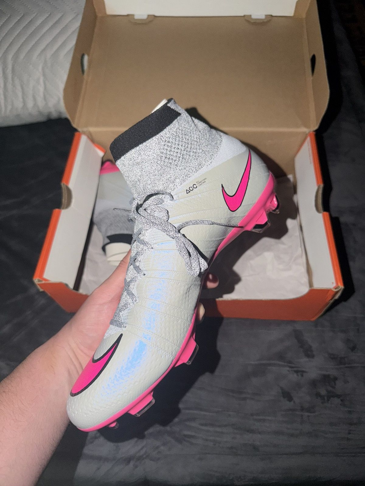 Nike Mercurial súper IV FG “wolf grey hyper pink” Size US 10 / EU 43 - 3 Thumbnail