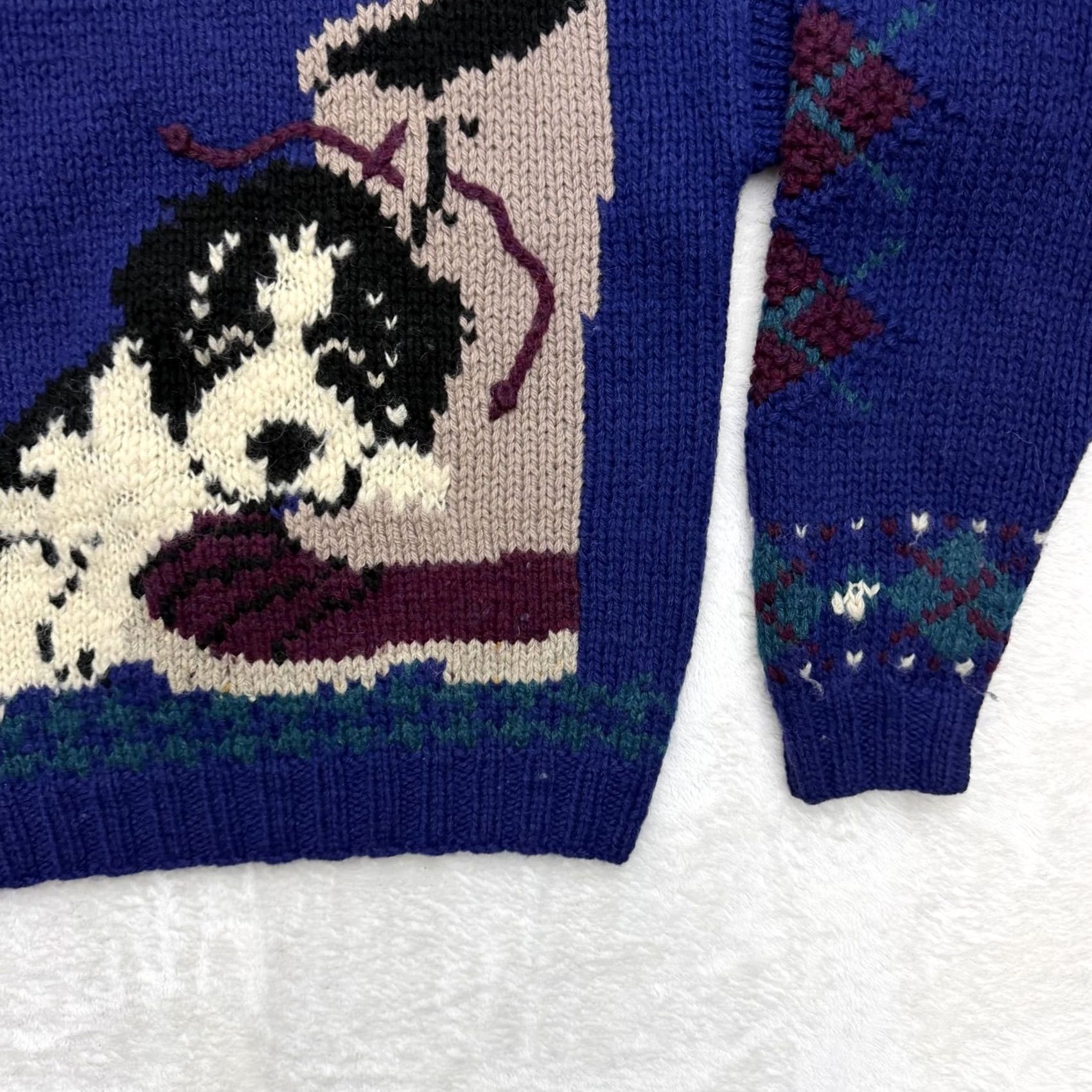 Vintage Woolrich Sweater Womens Medium Blue Dog Boot Graphic Argyle Pullover Knit Size M / US 6-8 / IT 42-44 - 5 Thumbnail