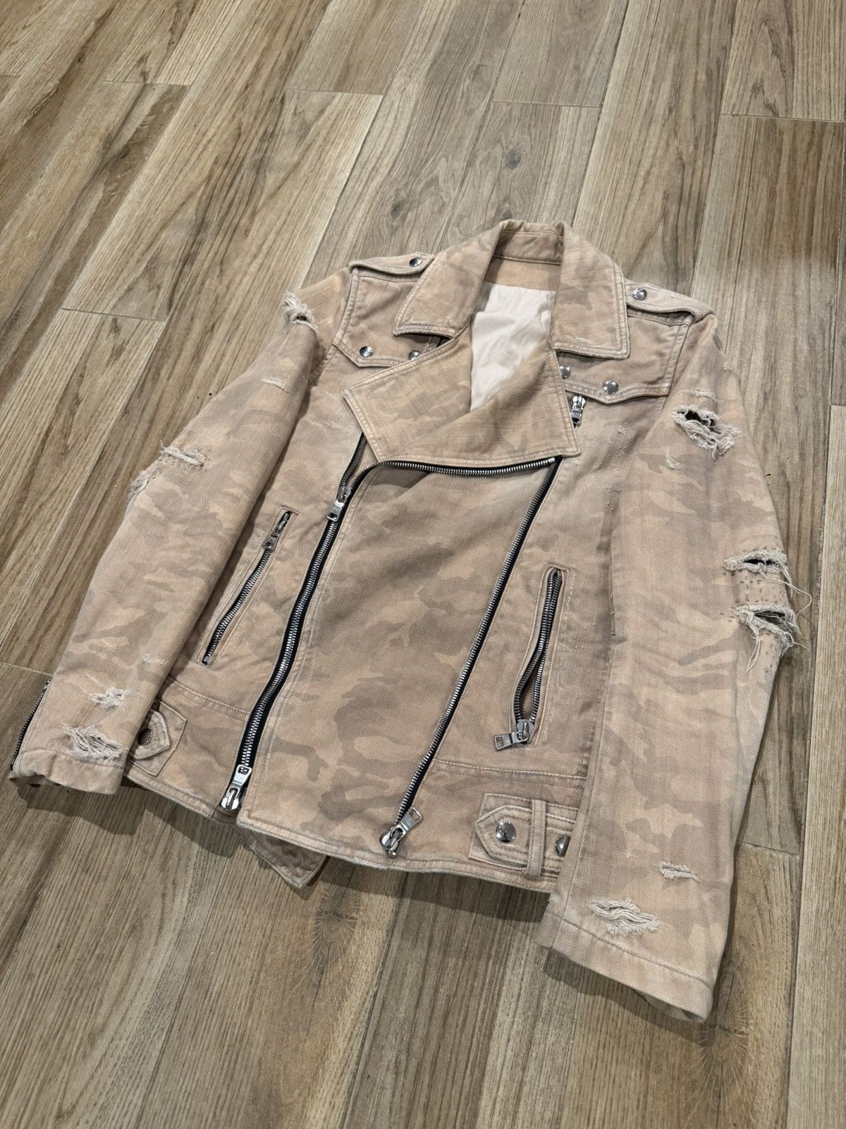 Balmain Balmain Sample Camo Distressed Rider Jacket Size US M / EU 48-50 / 2 - 3 Thumbnail