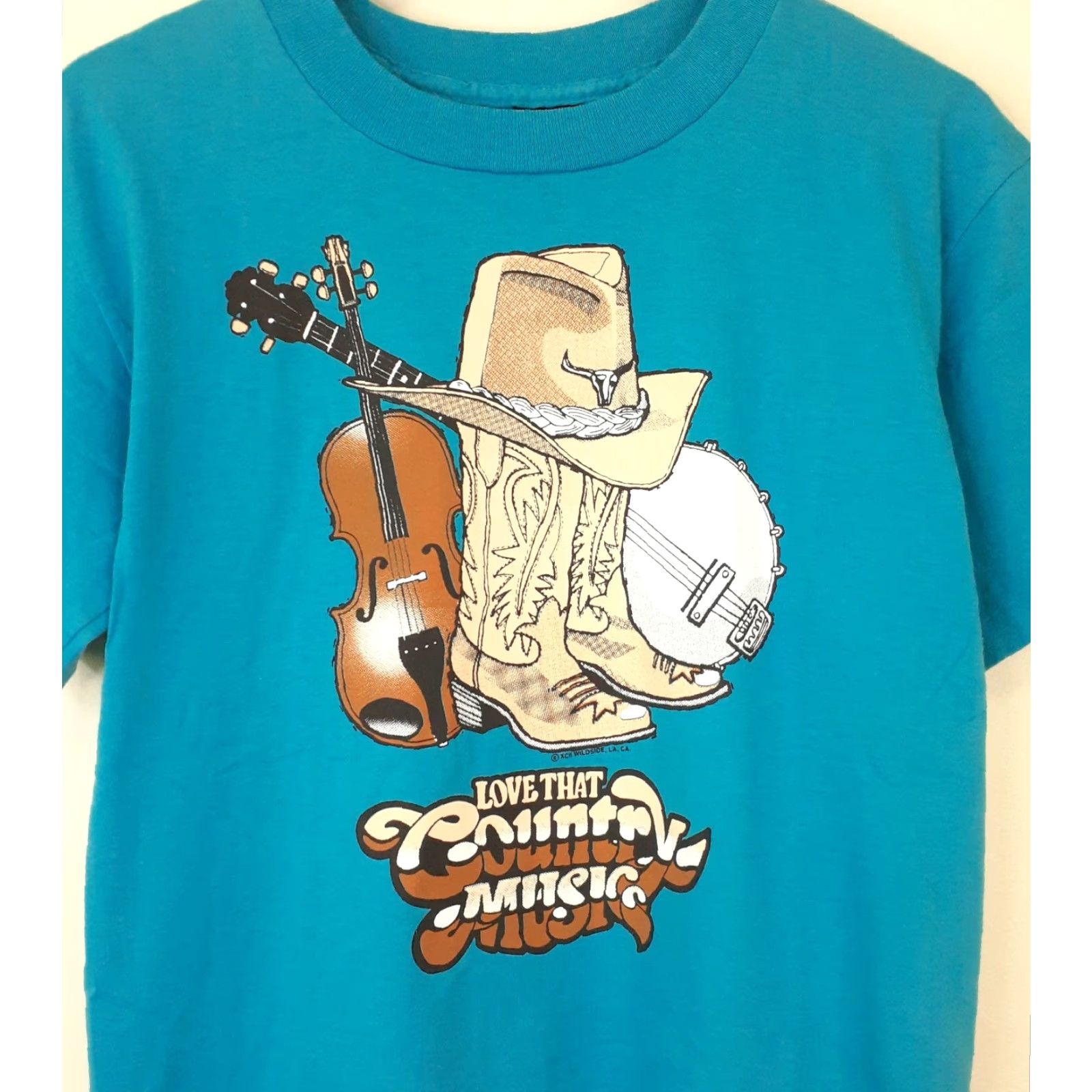 Vintage VINTAGE 90s Love That Country Music T Shirt S Blue Unisex Adults Short Sleeve Crew Neck USA Size US S / EU 44-46 / 1 - 2 Thumbnail