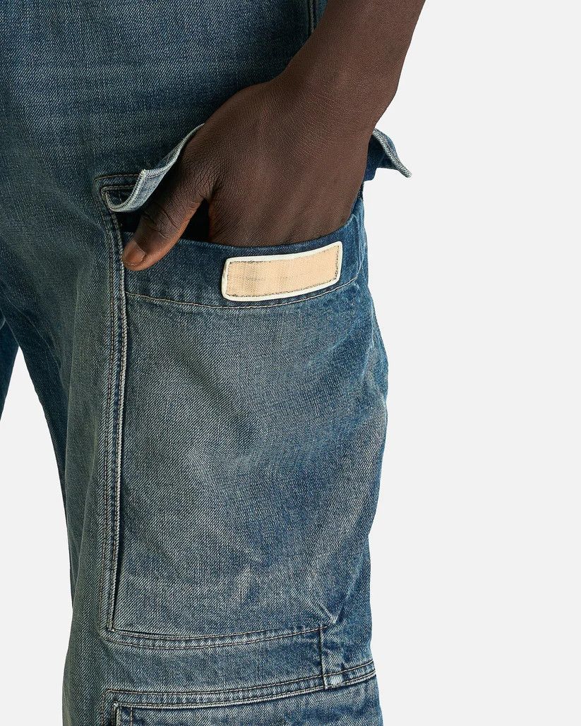 Rick Owens Drkshdw o1s1v1r1oon0825 Double Cargo Jeans in Blue/Washed Indigo Size US 34 / EU 50 - 6 Thumbnail