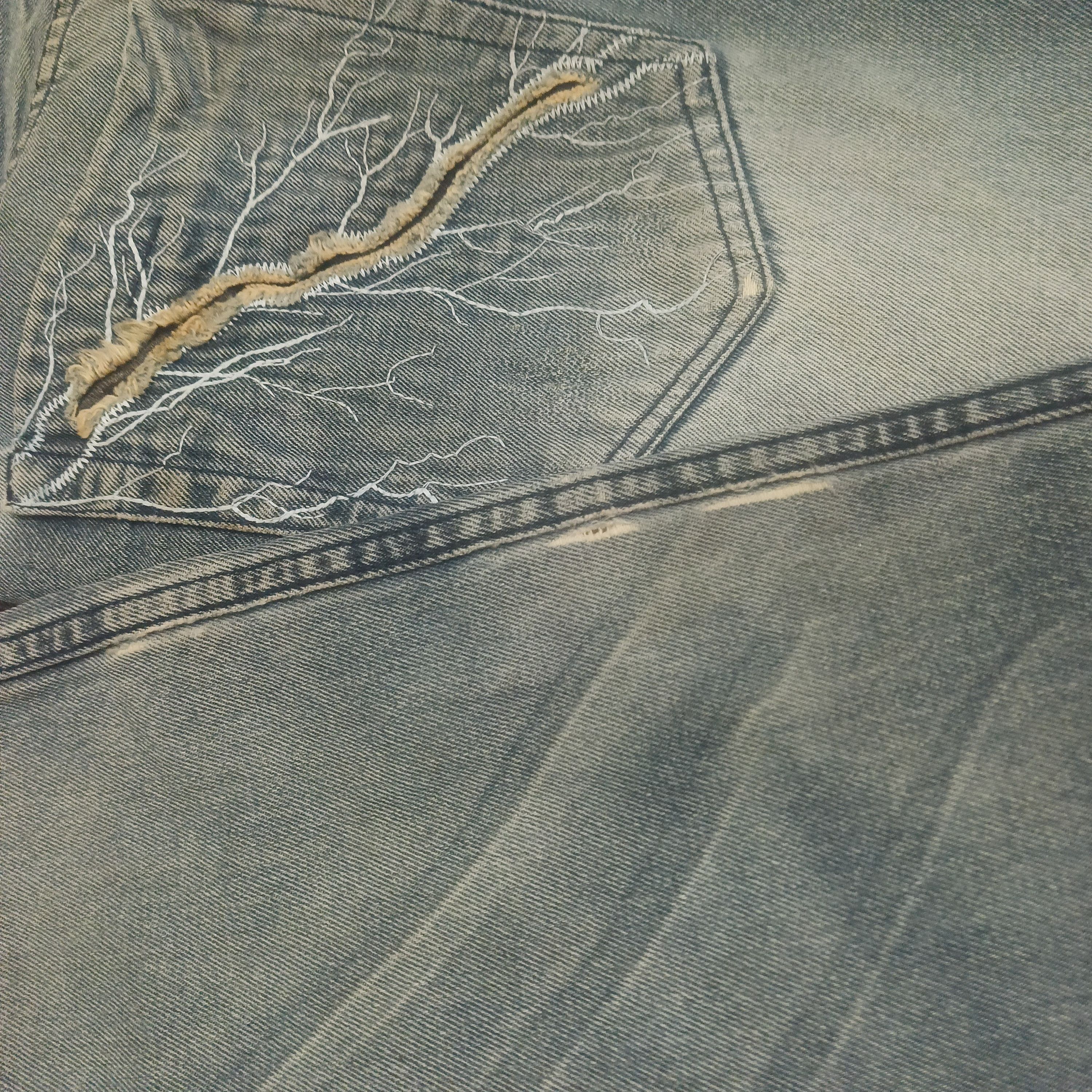 If Six Was Nine Vtg Dowkedow japanese flare jeans Rare Lighting Bolt Design Size US 32 / EU 48 - 21 Thumbnail