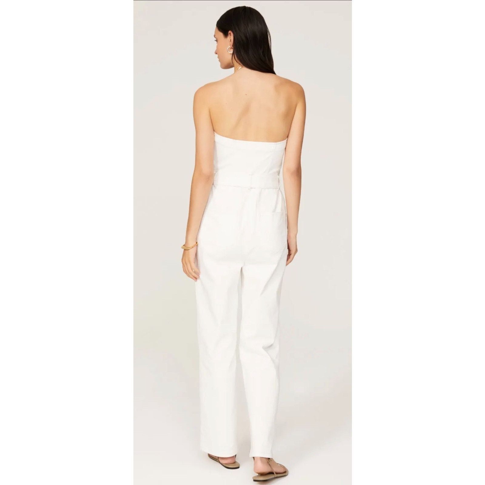 Marissa Webb Marissa Webb Size 8 Denim Jumpsuit White w/ Copper Buttons Size 30" / US 8 / IT 44 - 3 Thumbnail